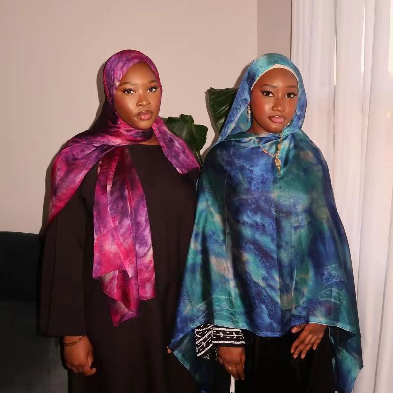 Mariam's Collection Mariam's Collection Elegance Satin Marble Print Hijab (MH172) — detail shot 7