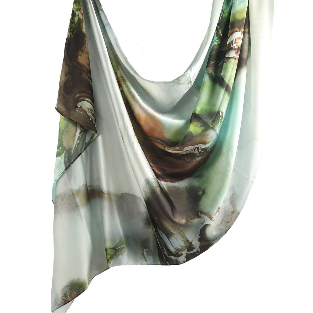 Mariam's Collection Elegance Satin Marble Print Hijab (MH172) — fabric or material detail