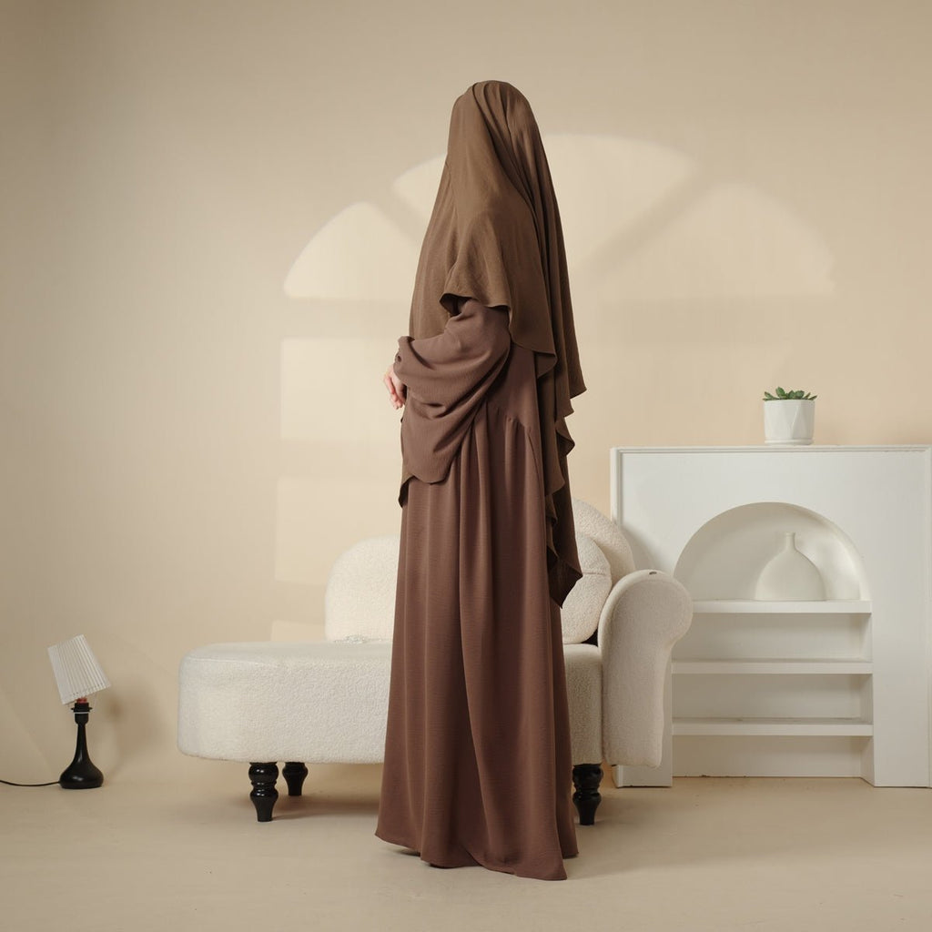 Mariam's Collection Mariam's Collection Elegant 2-Piece Crepe Abaya & Khimar Set (MK008) — product on model