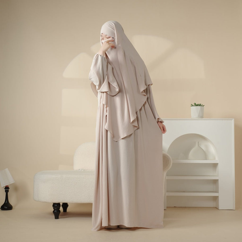 Mariam's Collection Mariam's Collection Elegant 2-Piece Crepe Abaya & Khimar Set (MK008) — flat-lay composition