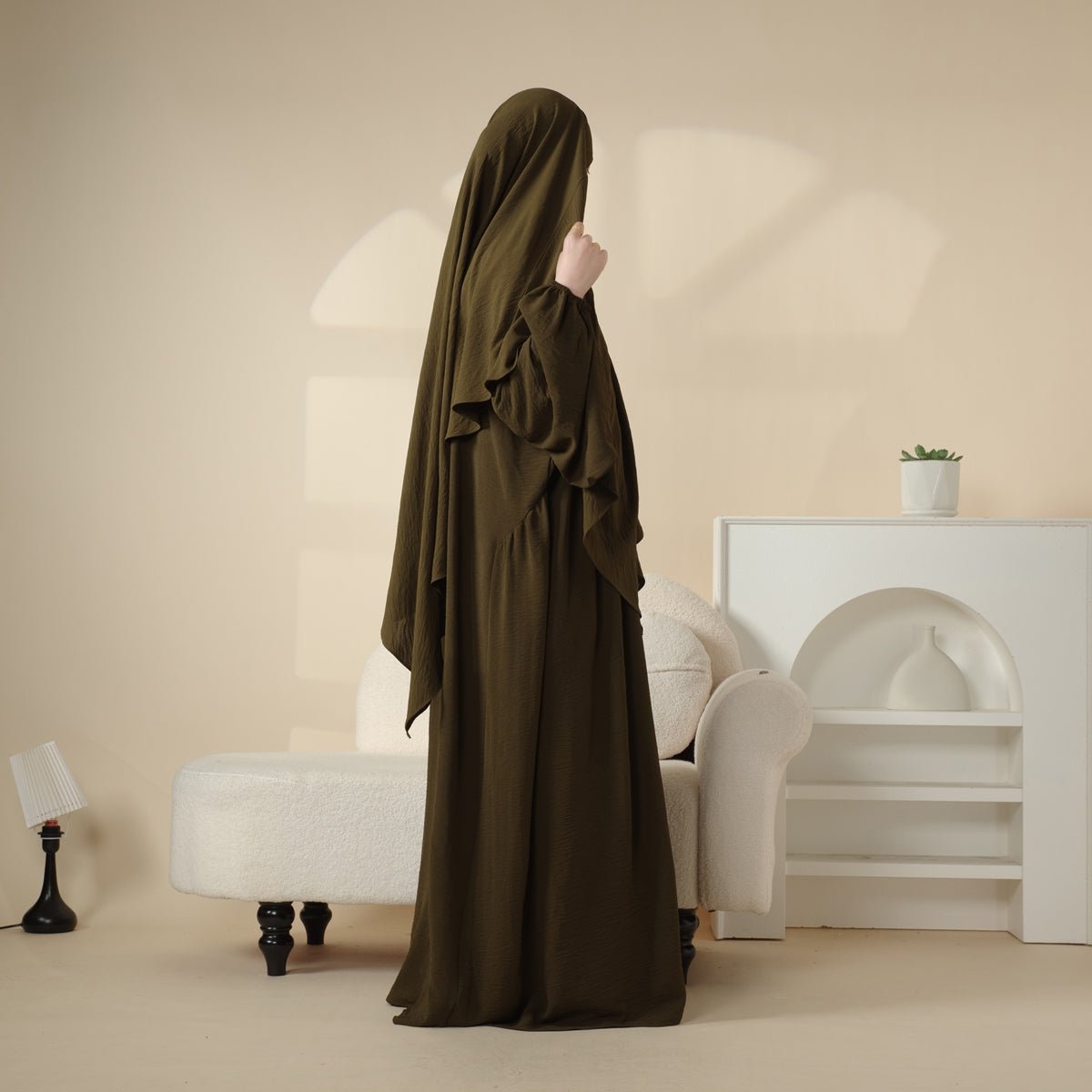 Mariam's Collection Mariam's Collection Elegant 2-Piece Crepe Abaya & Khimar Set (MK008) — fabric or material detail