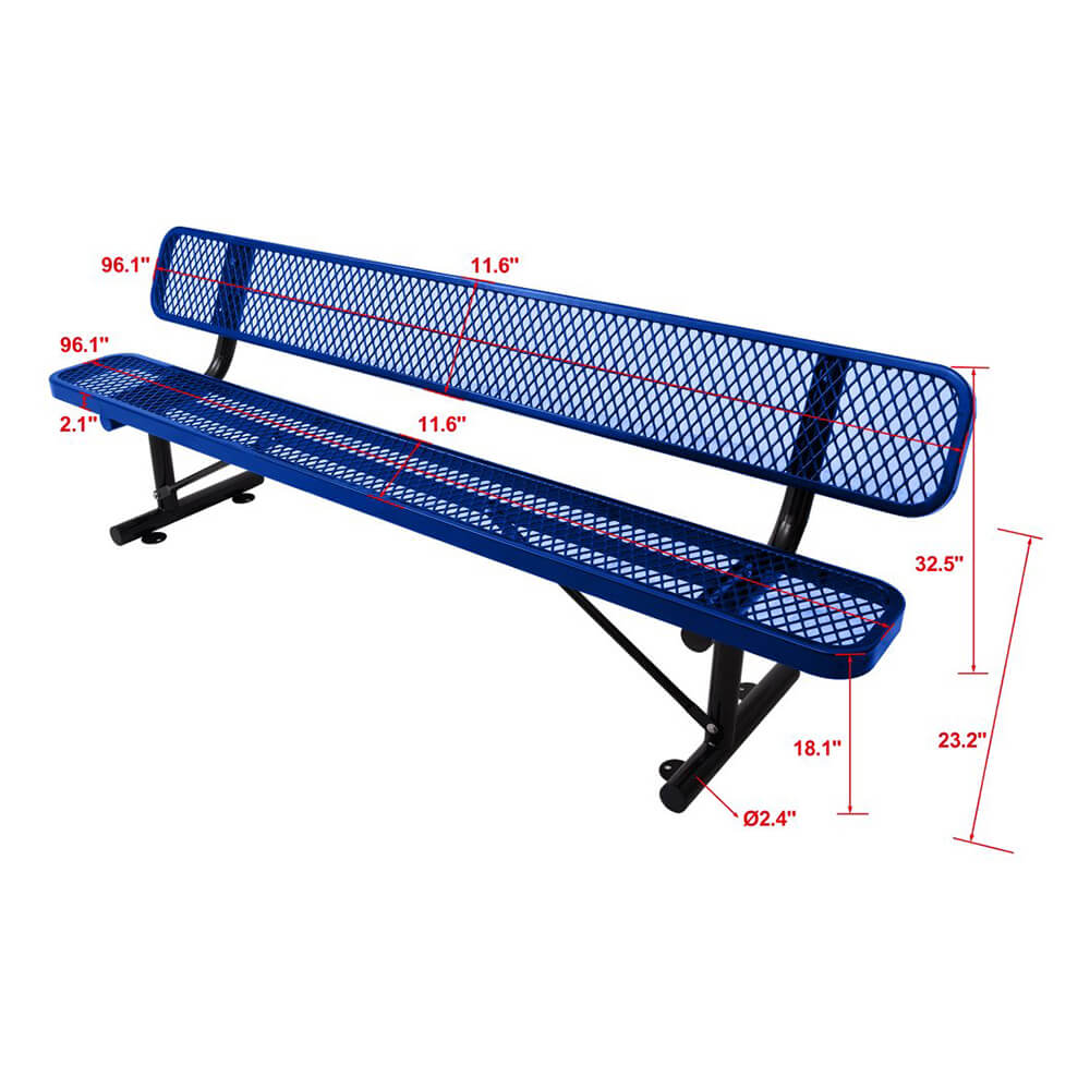 8FT Heavy-Duty Steel Bench With Backrest And Thermoplastic Coating (SAK23567) – SAKSBY WHOLESALE, view 8