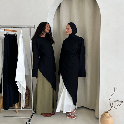 Asymmetric Tunic Top & Maxi Skirt Set | Modest Two-Piece Outfit (MS184)
