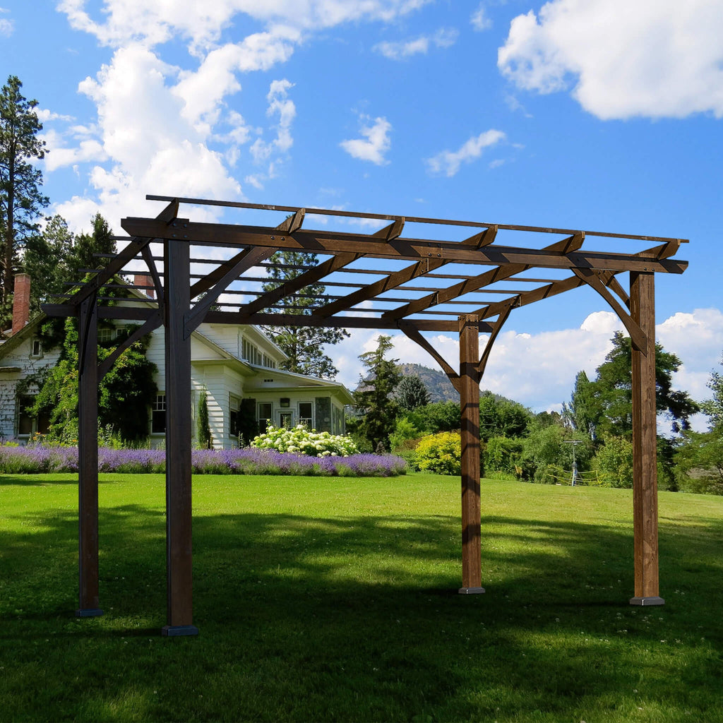 [10X12FT] Alora Premium Outdoor Brown Cedar Wood Pergola For Spacious Patios (SAK45639) – SAKSBY WHOLESALE, view 8