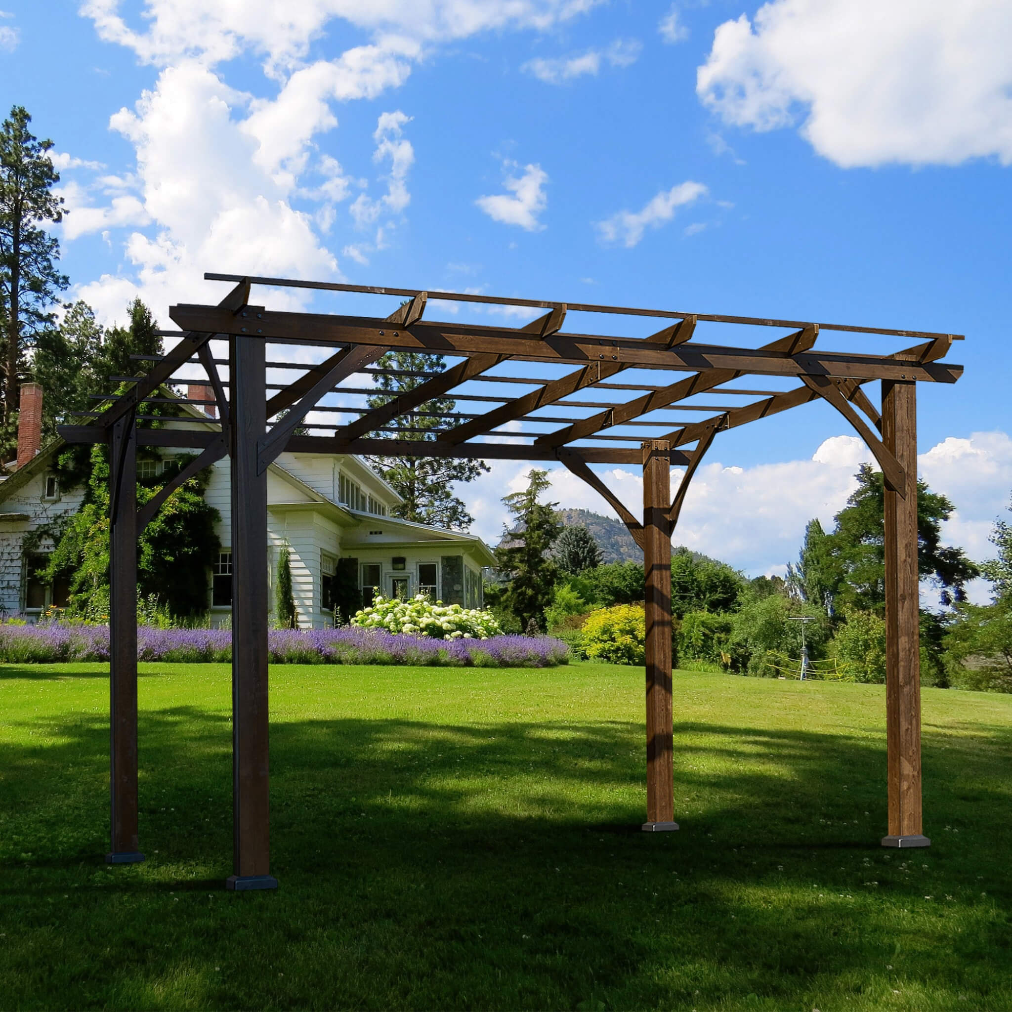 [10X12FT] Alora Premium Outdoor Brown Cedar Wood Pergola For Spacious Patios (SAK45639) – SAKSBY WHOLESALE, view 8