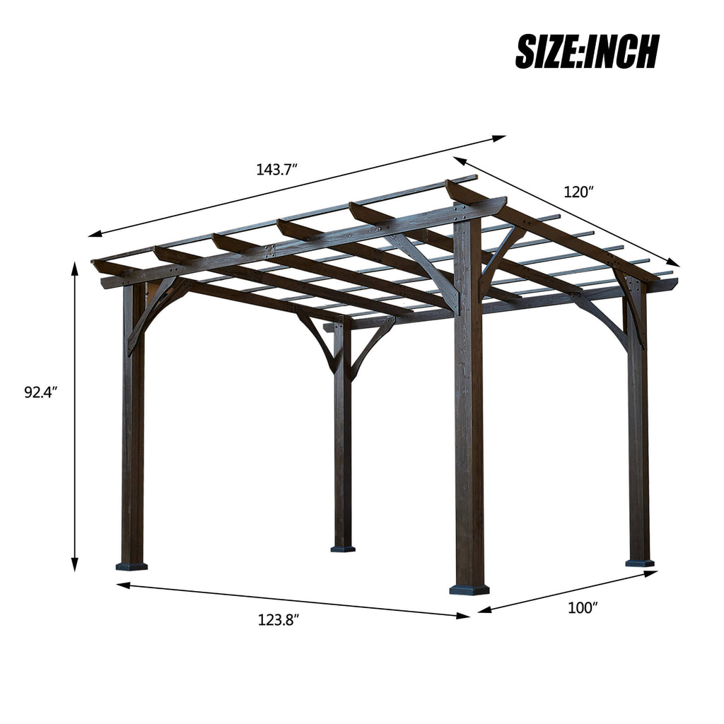 [10X12FT] Alora Premium Outdoor Brown Cedar Wood Pergola For Spacious Patios (SAK45639) – SAKSBY WHOLESALE, view 10