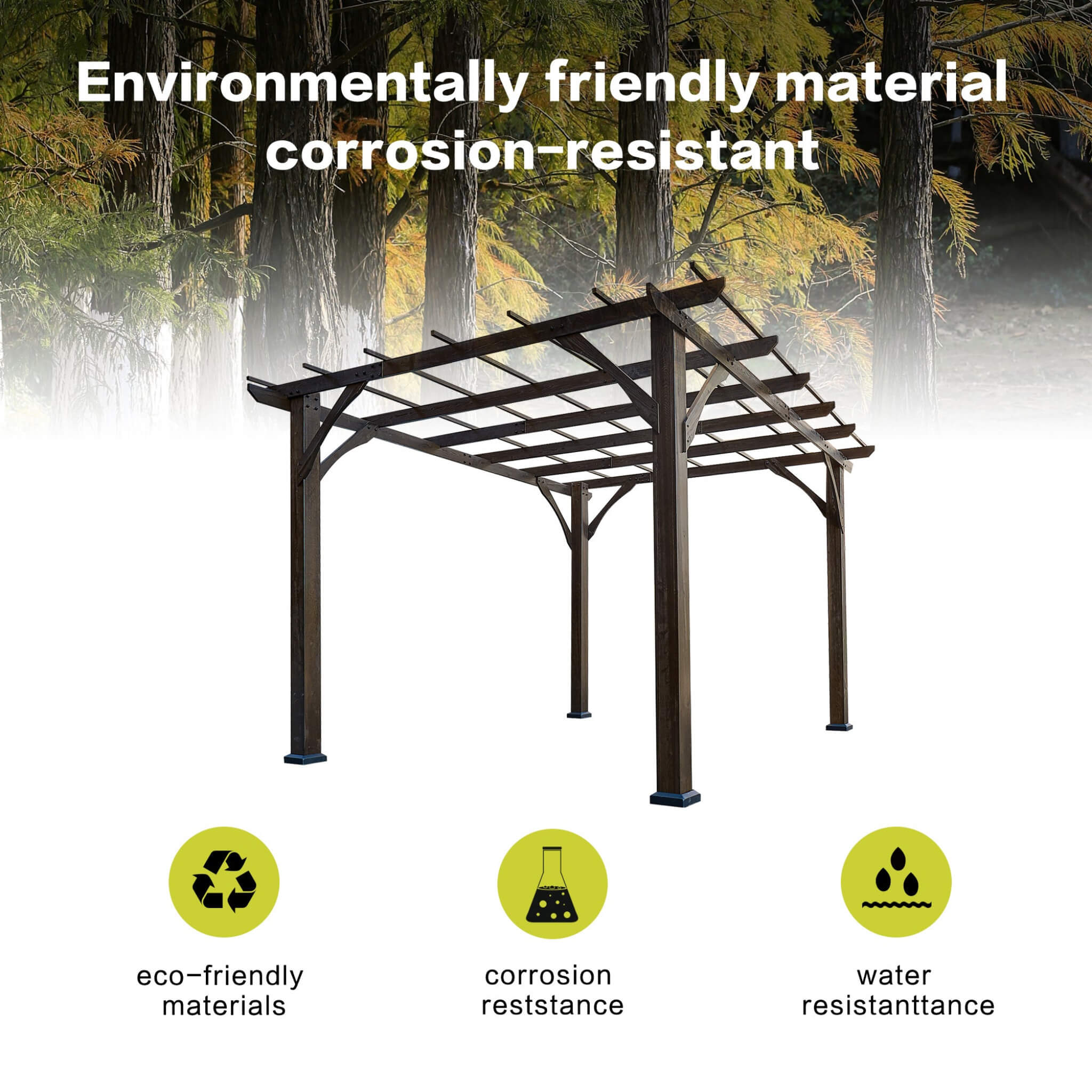 [10X12FT] Alora Premium Outdoor Brown Cedar Wood Pergola For Spacious Patios (SAK45639) – SAKSBY WHOLESALE, view 9