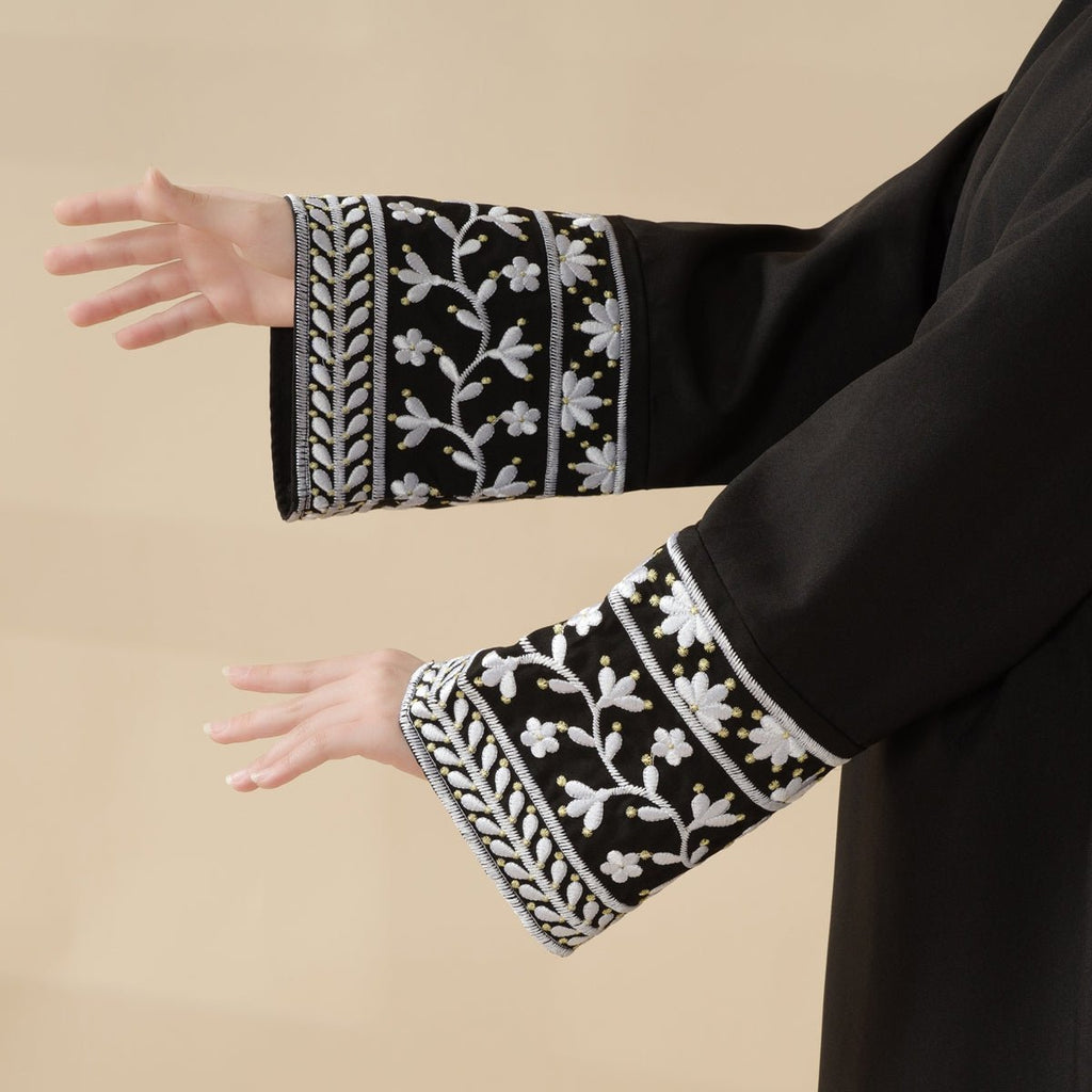 Mariam's Collection Elegant Cocoon-Cut Pullover Dress | 2-Piece Set Embroidered Abaya (MA145) — detail shot 8