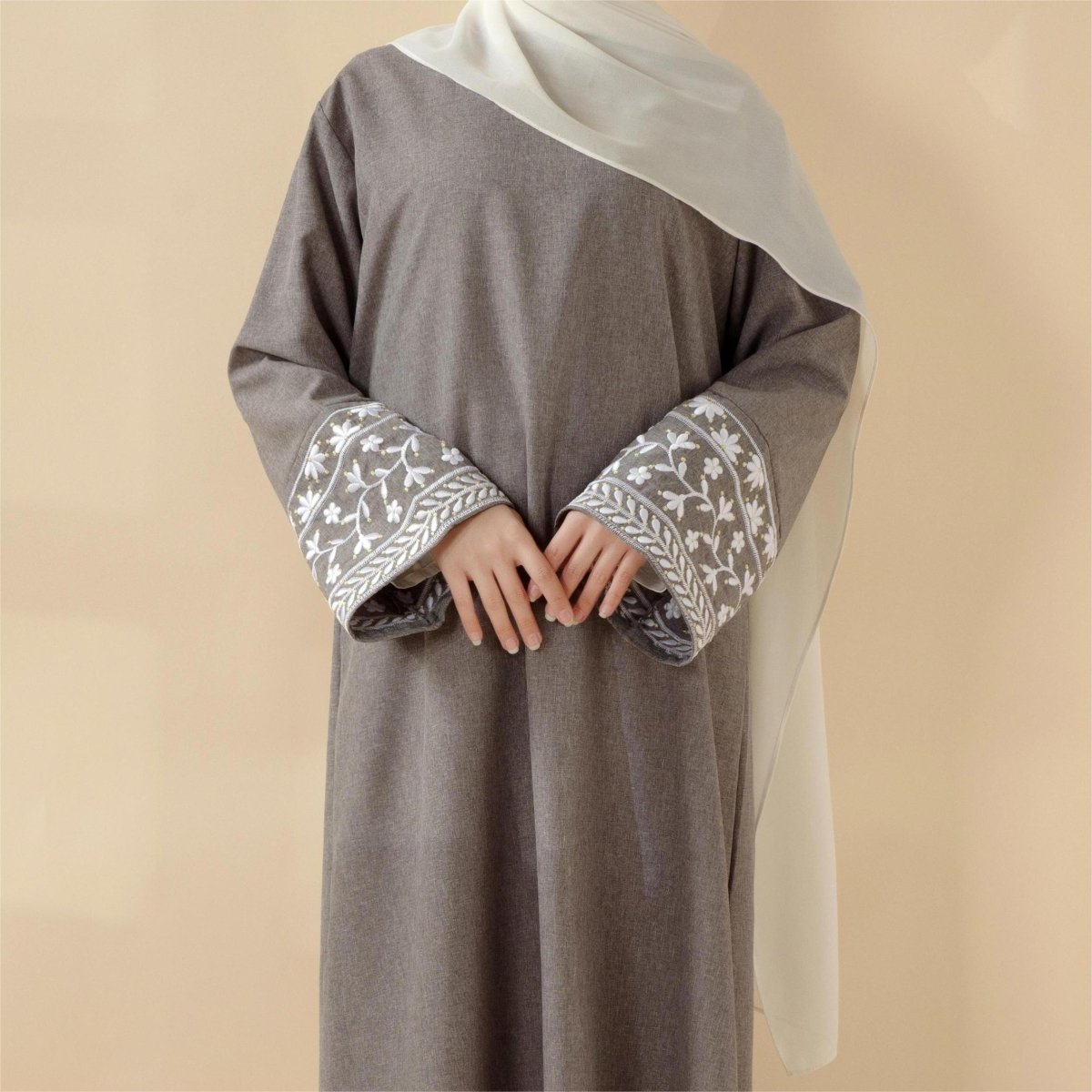Mariam's Collection Elegant Cocoon-Cut Pullover Dress | 2-Piece Set Embroidered Abaya (MA145) — main product shot