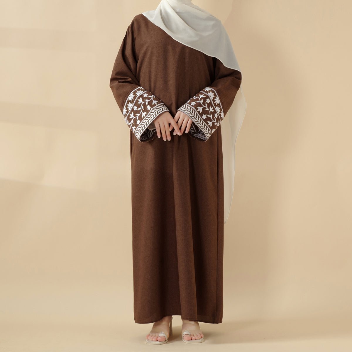 Mariam's Collection Elegant Cocoon-Cut Pullover Dress | 2-Piece Set Embroidered Abaya (MA145) — lifestyle worn / used context