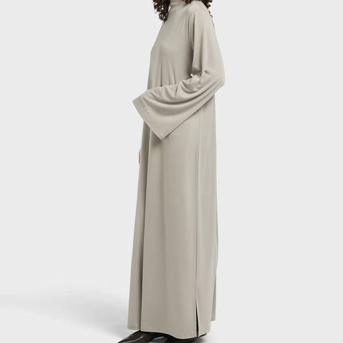 Elegant Half-Turtleneck Pullover Maxi Dress | Loose Fit Solid Color Dress with Hidden Pockets(MA313)