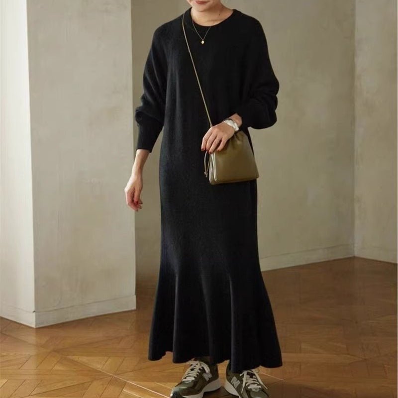 Mariam's Collection Elegant Lantern Sleeve Mermaid Maxi Dress | Loose Fit Long Sleeve Dress(MS154) — lifestyle worn / used context