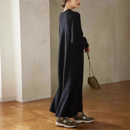 Elegant Lantern Sleeve Mermaid Maxi Dress | Loose Fit Long Sleeve Dress(MS154)