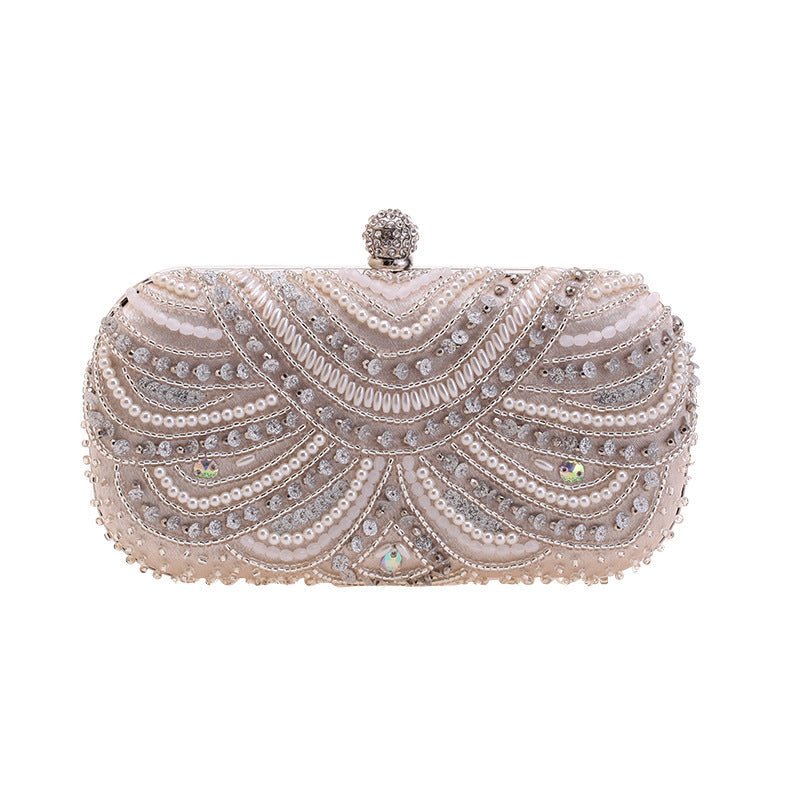 Mariam's Collection Elegant Pearl-Embellished Clutch Evening Bag for Weddings & Parties (MAC278) — fabric or material detail