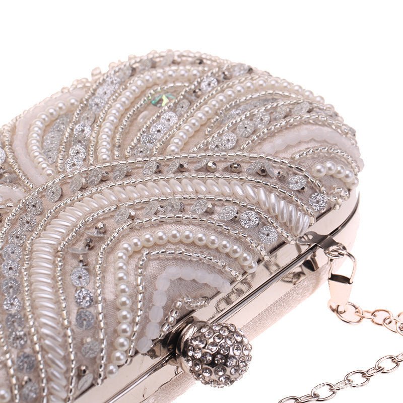 Mariam's Collection Elegant Pearl-Embellished Clutch Evening Bag for Weddings & Parties (MAC278) — detail shot 10