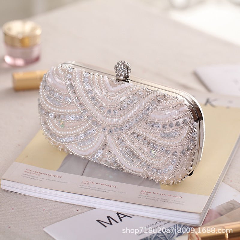 Mariam's Collection Elegant Pearl-Embellished Clutch Evening Bag for Weddings & Parties (MAC278) — main product shot