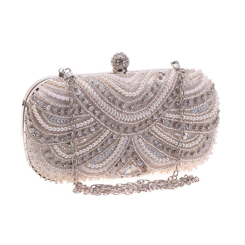 Mariam's Collection Elegant Pearl-Embellished Clutch Evening Bag for Weddings & Parties (MAC278) — lifestyle worn / used context