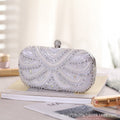 Mariam's Collection Elegant Pearl-Embellished Clutch Evening Bag for Weddings & Parties (MAC278) — Mariam's Collection branding close-up