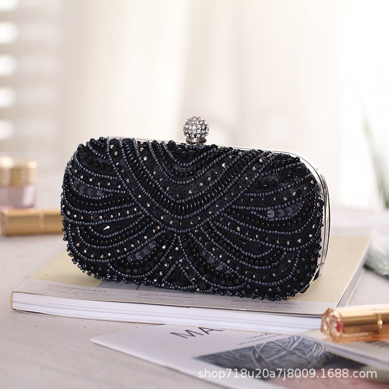 Mariam's Collection Elegant Pearl-Embellished Clutch Evening Bag for Weddings & Parties (MAC278) — construction detail