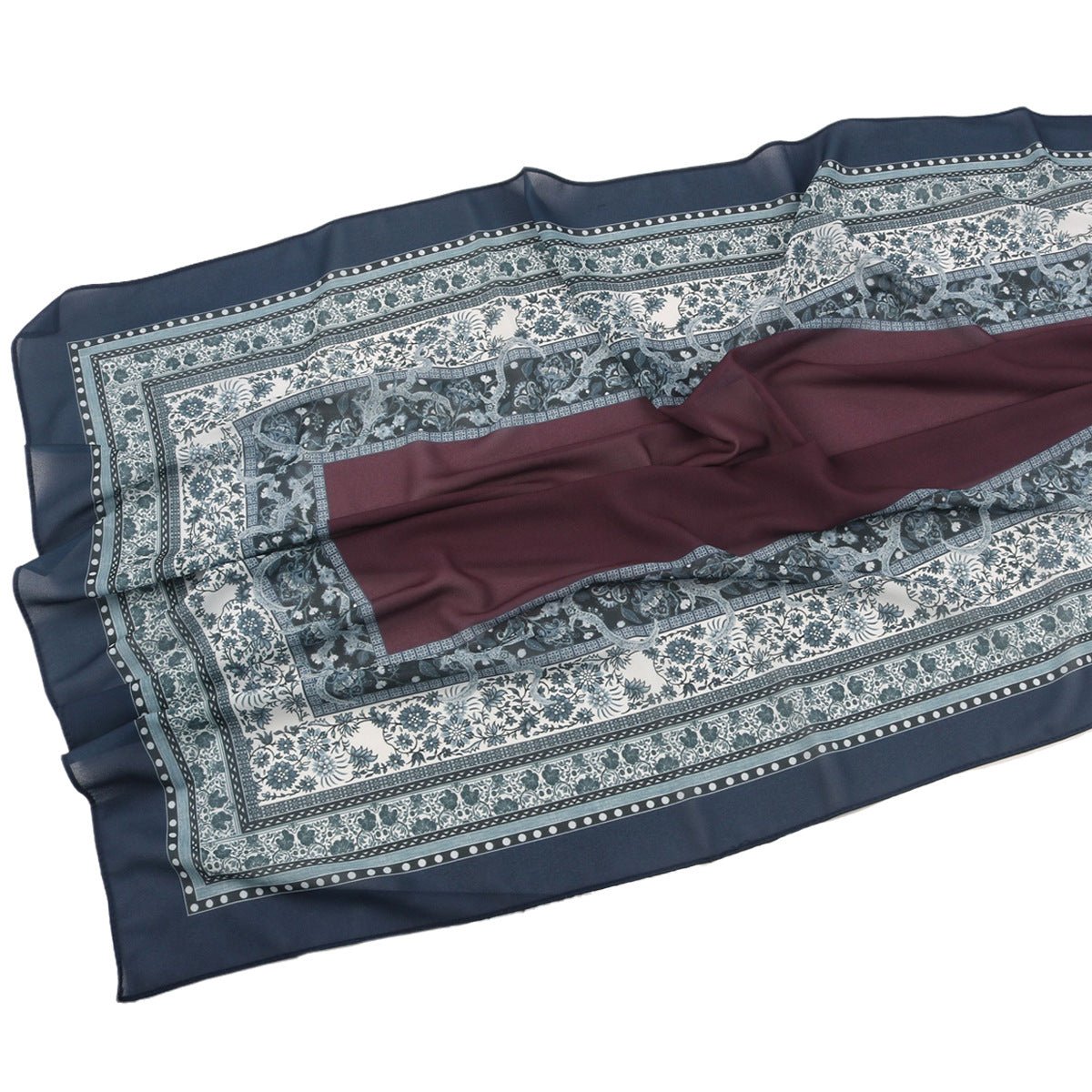 Mariam's Collection Elegant Printed Chiffon Hijab Scarf Bohemian Style Breathable Sun Protection Wrap (MH136) — fabric or mat
