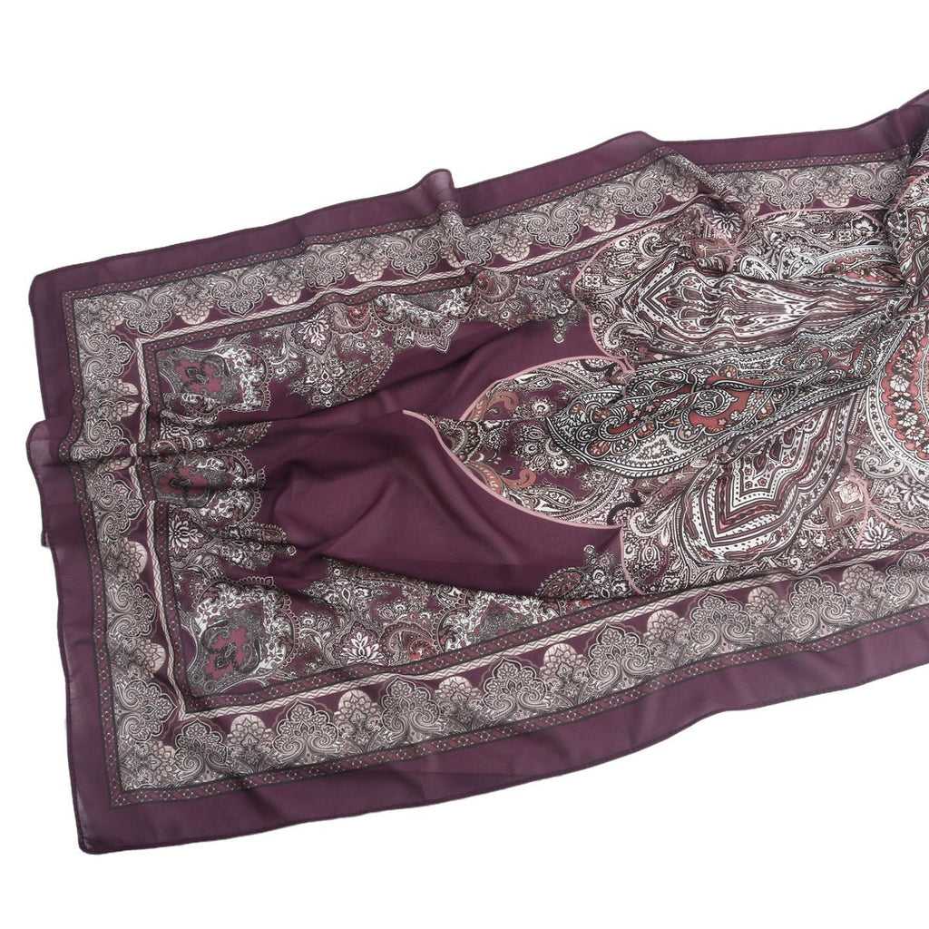 Mariam's Collection Elegant Printed Chiffon Hijab Scarf Bohemian Style Breathable Sun Protection Wrap (MH136) — detail close-