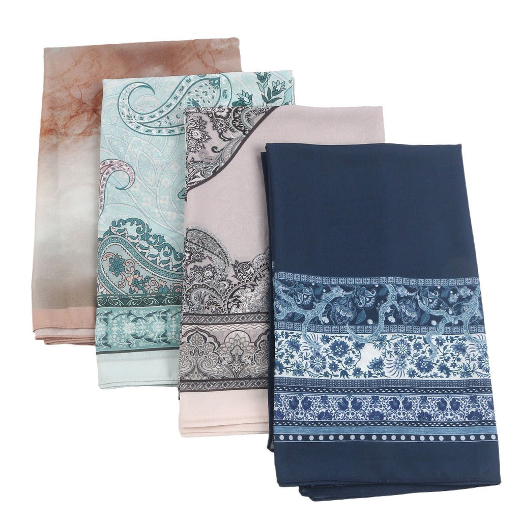 Mariam's Collection Elegant Printed Chiffon Hijab Scarf Bohemian Style Breathable Sun Protection Wrap (MH136) — Mariam's Collection branding close-up