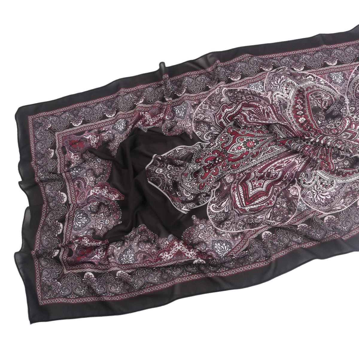 Mariam's Collection Elegant Printed Chiffon Hijab Scarf Bohemian Style Breathable Sun Protection Wrap (MH136) — lifestyle con