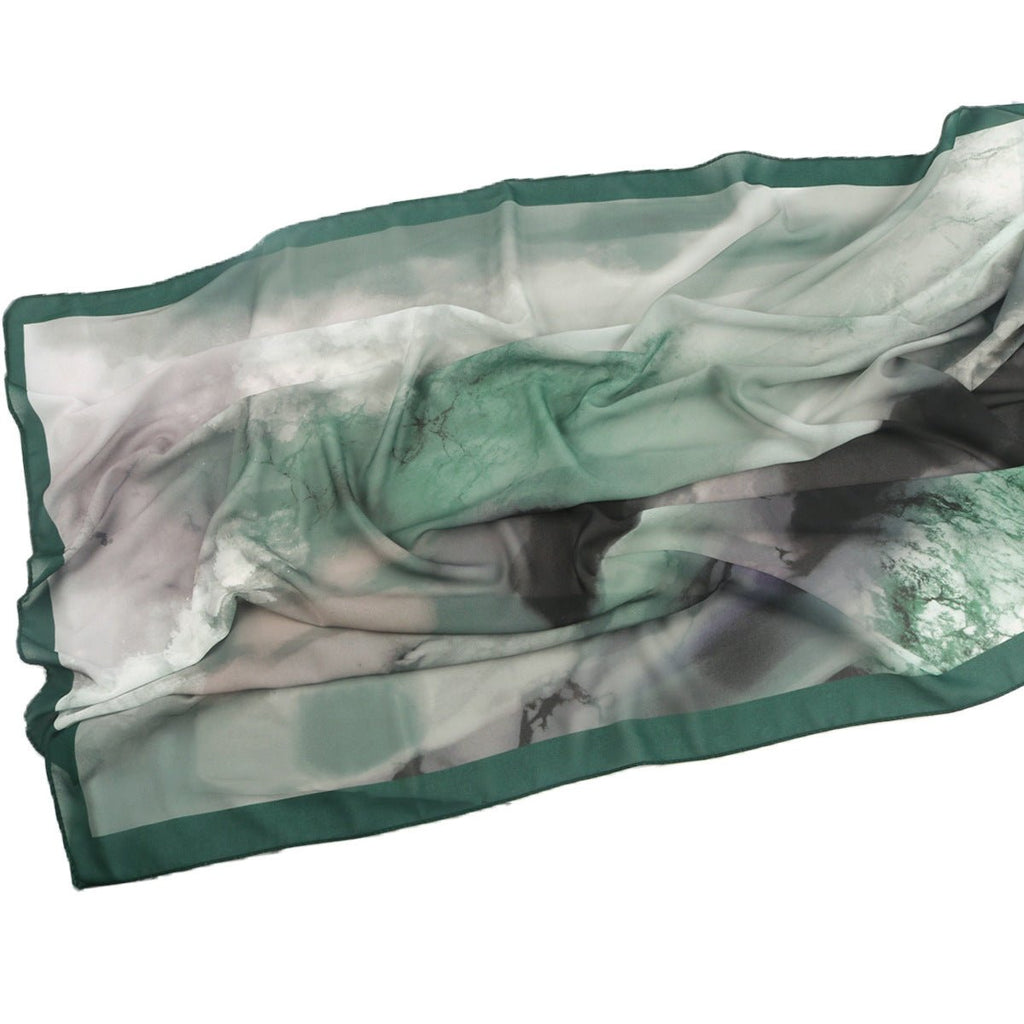 Mariam's Collection Elegant Printed Chiffon Hijab Scarf Bohemian Style Breathable Sun Protection Wrap (MH136) — back view