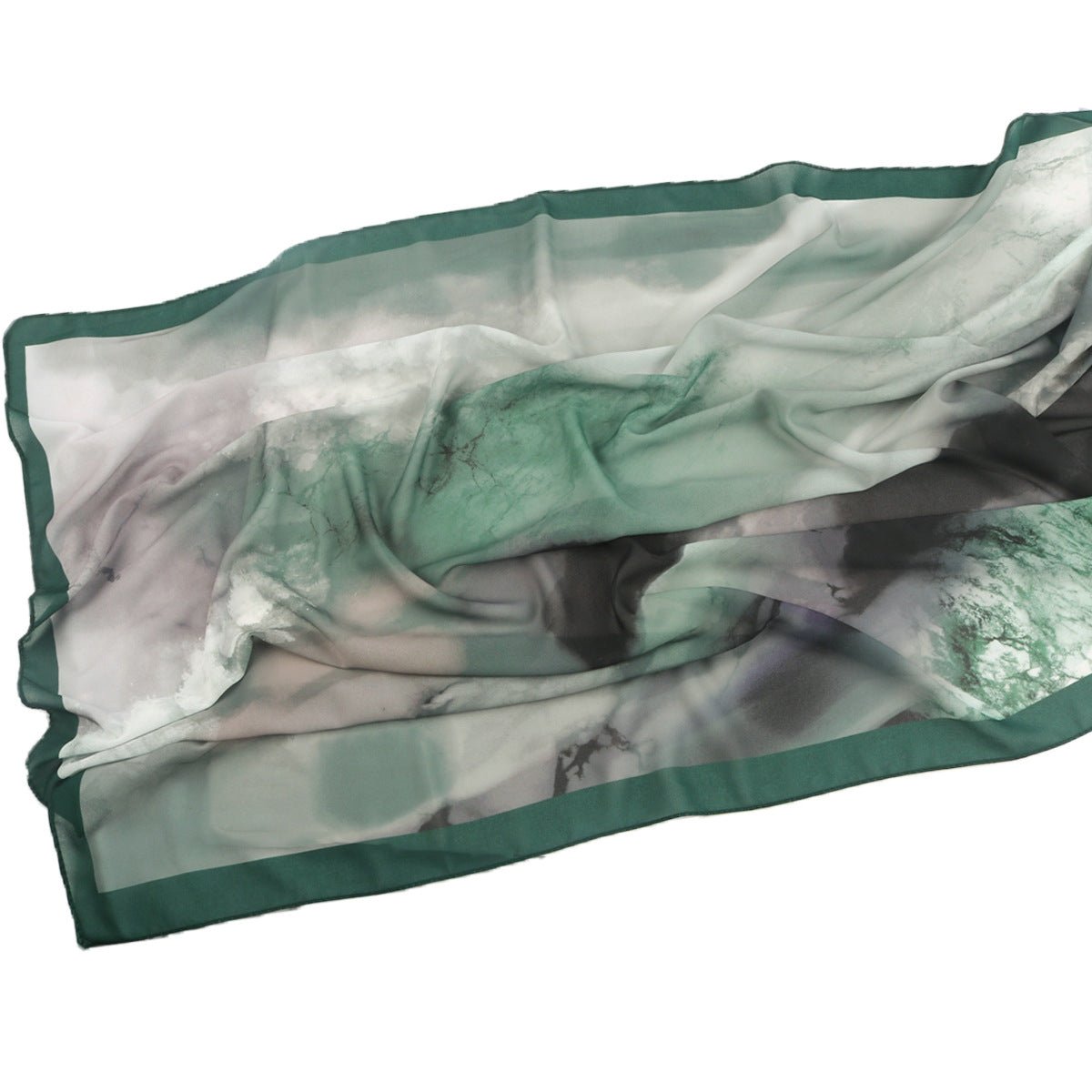 Mariam's Collection Elegant Printed Chiffon Hijab Scarf Bohemian Style Breathable Sun Protection Wrap (MH136) — back view