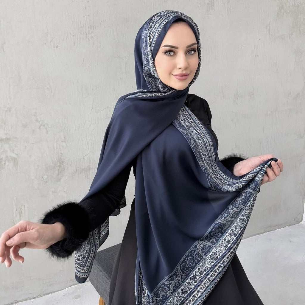 Mariam's Collection Elegant Printed Chiffon Hijab Scarf Bohemian Style Breathable Sun Protection Wrap (MH136) — main product shot