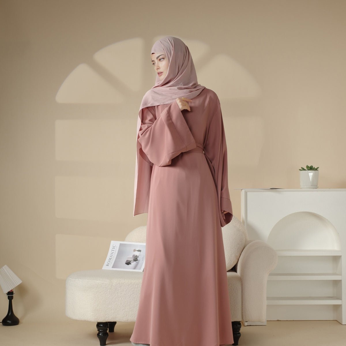 Mariam's Collection Elegant Solid Color Abaya For Muslimahs (MA036) — detail close-up