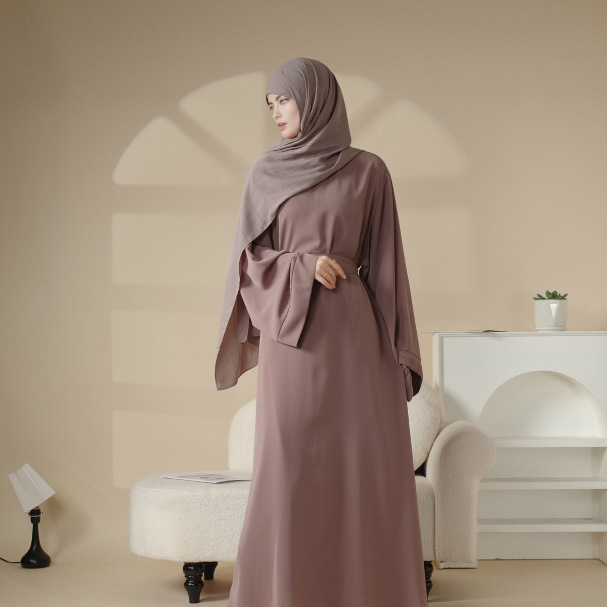 Mariam's Collection Elegant Solid Color Abaya For Muslimahs (MA036) — lifestyle worn / used context
