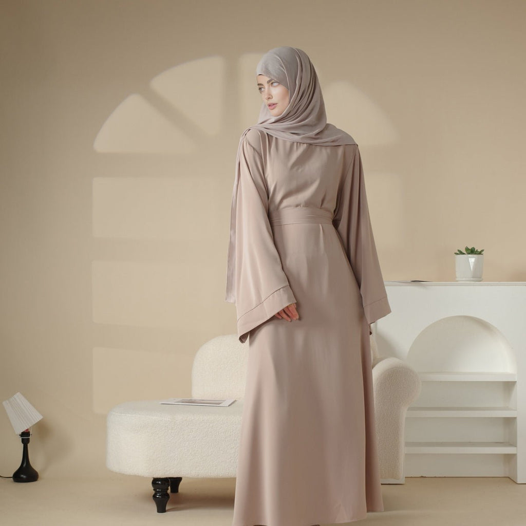 Mariam's Collection Elegant Solid Color Abaya For Muslimahs (MA036) — detail shot 6