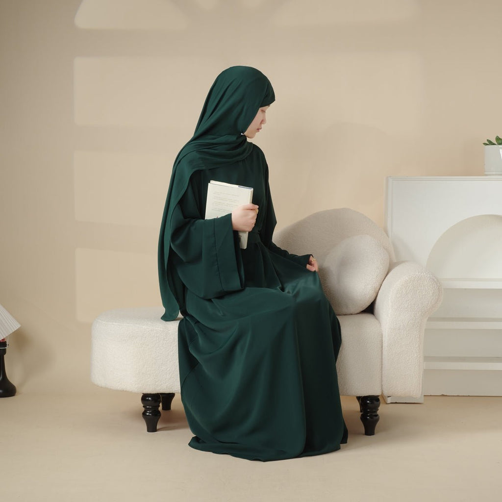 Mariam's Collection Elegant Solid Color Abaya For Muslimahs (MA036) — fabric or material detail