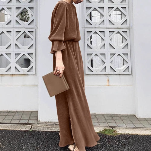 Elegant Vintage Solid Color Maxi Dress | Cinched Waist Long Abaya (MA323)
