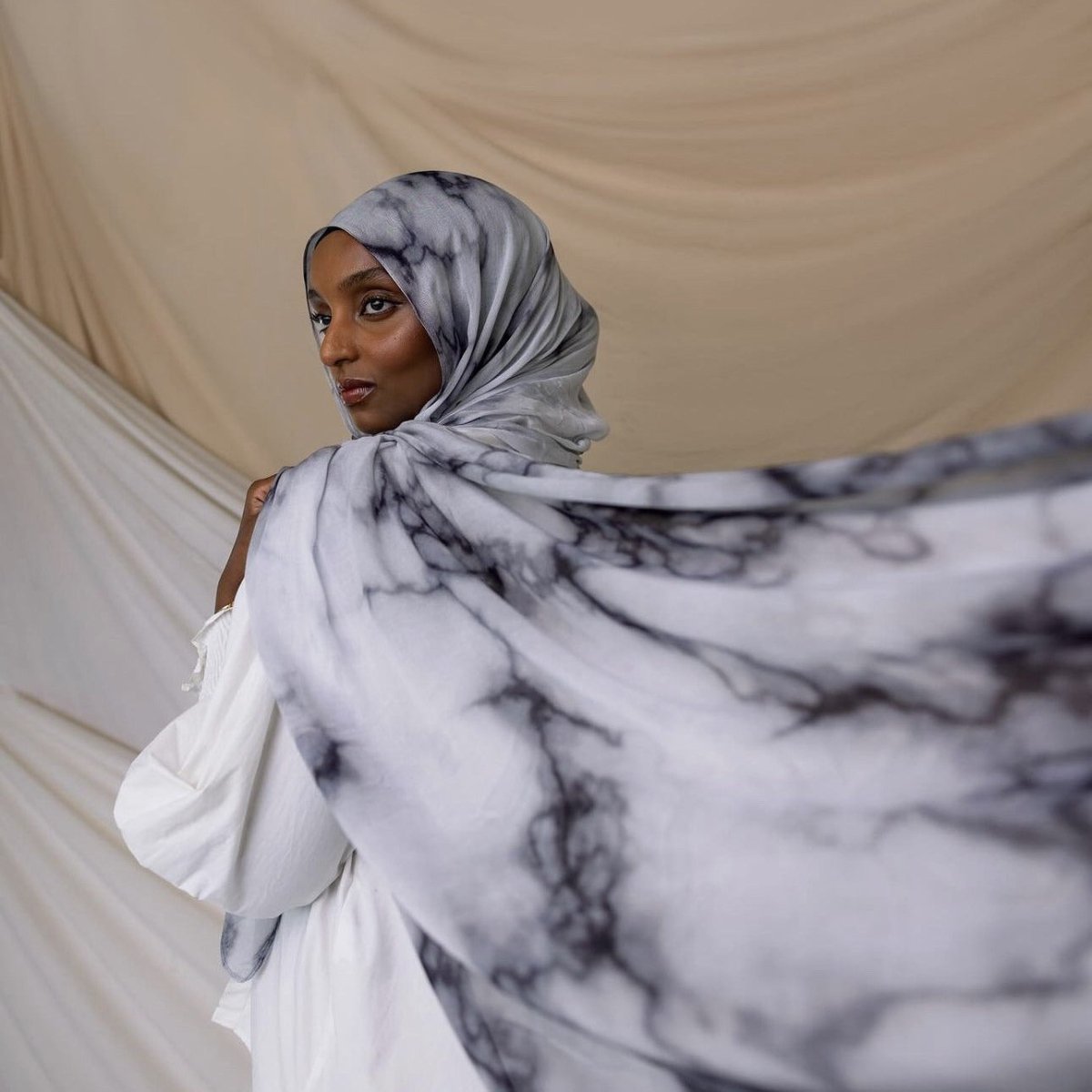 Mariam's Collection Elegant Watercolor Marble Print Headscarf Hijab (MH178) — product category context