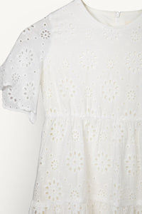 Elia White Eyelet Dress (Girls) Kids Veiled 