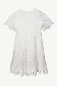 Elia White Eyelet Dress (Girls) Kids Veiled 