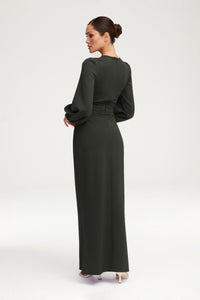 Elisa Jersey Rouched Waist Maxi Dress - Dark Forest Clothing Veiled 