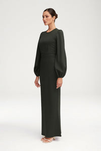 Elisa Jersey Rouched Waist Maxi Dress - Dark Forest Clothing Veiled 