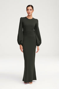 Elisa Jersey Rouched Waist Maxi Dress - Dark Forest Clothing Veiled 