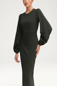 Elisa Jersey Rouched Waist Maxi Dress - Dark Forest Clothing Veiled 