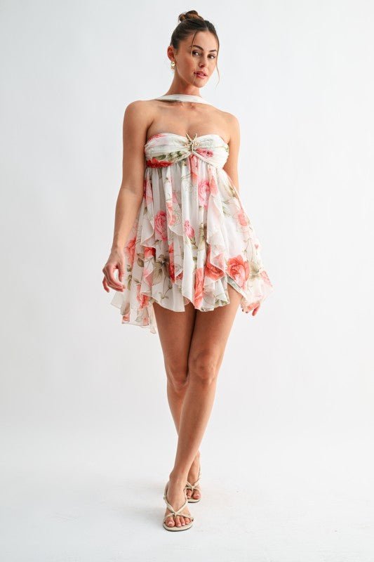 Elise Jardin Couture Silk-Illusion  Formal Mini Dress