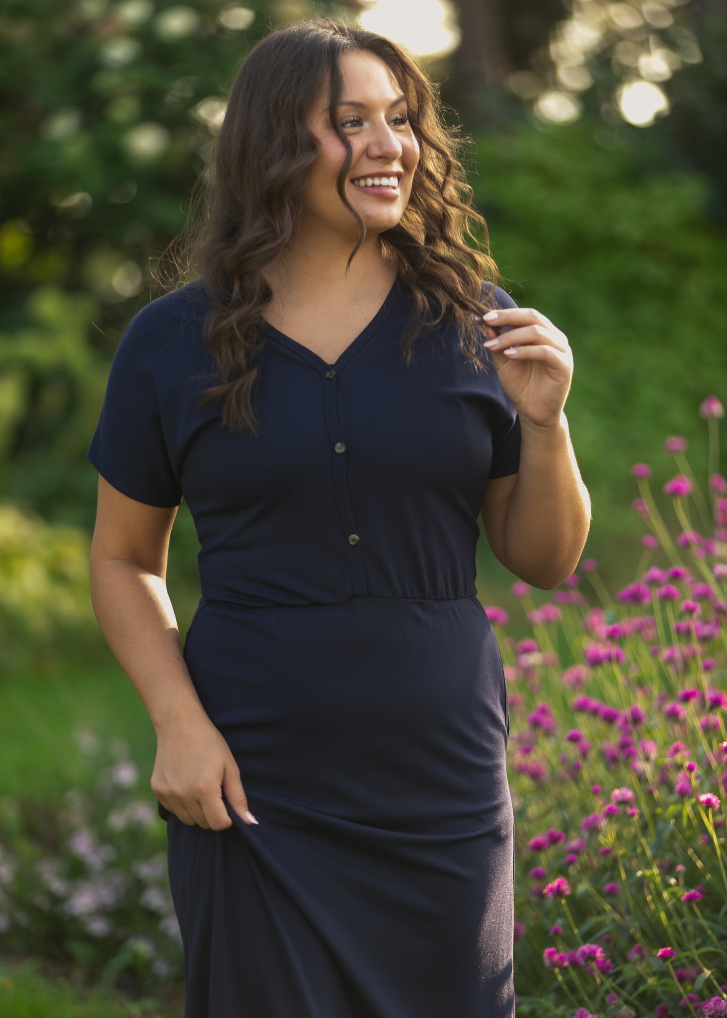 Inherit Co. Ella Navy Cinched Waist Maxi Dress — feature highlight