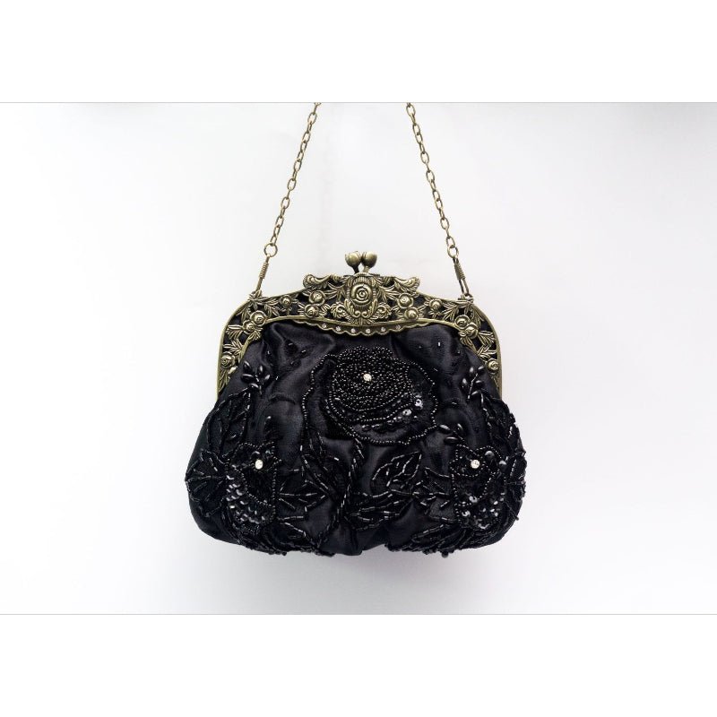 Mariam's Collection Embroidered Rose with Sequins Beads Evening Clutch Bag (MAC291) — main product shot