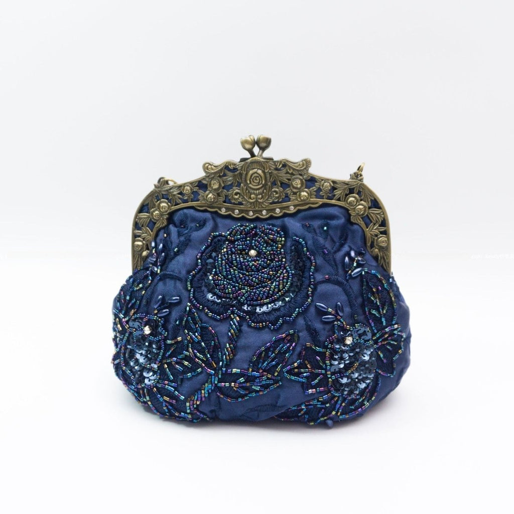 Mariam's Collection Embroidered Rose with Sequins Beads Evening Clutch Bag (MAC291) — detail shot 7