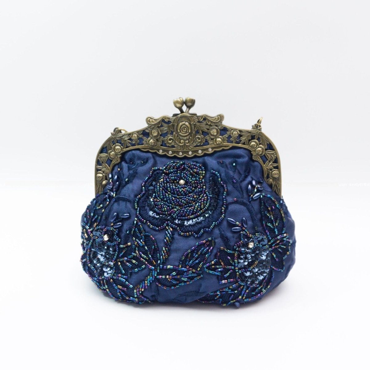 Mariam's Collection Embroidered Rose with Sequins Beads Evening Clutch Bag (MAC291) — detail shot 7
