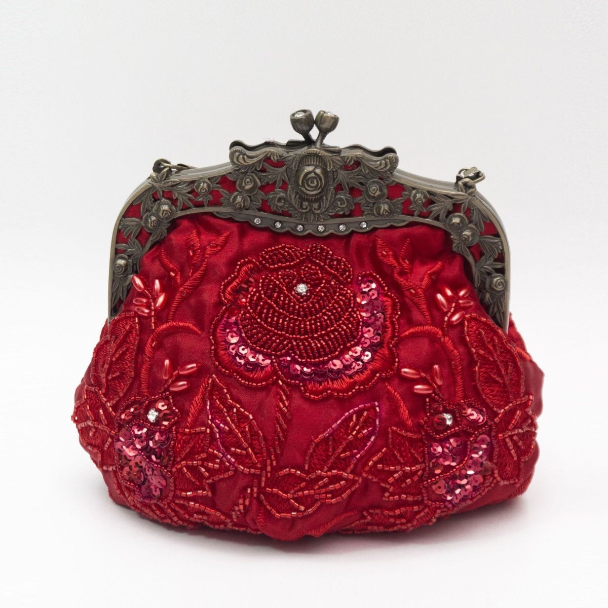 Mariam's Collection Embroidered Rose with Sequins Beads Evening Clutch Bag (MAC291) — detail shot 8
