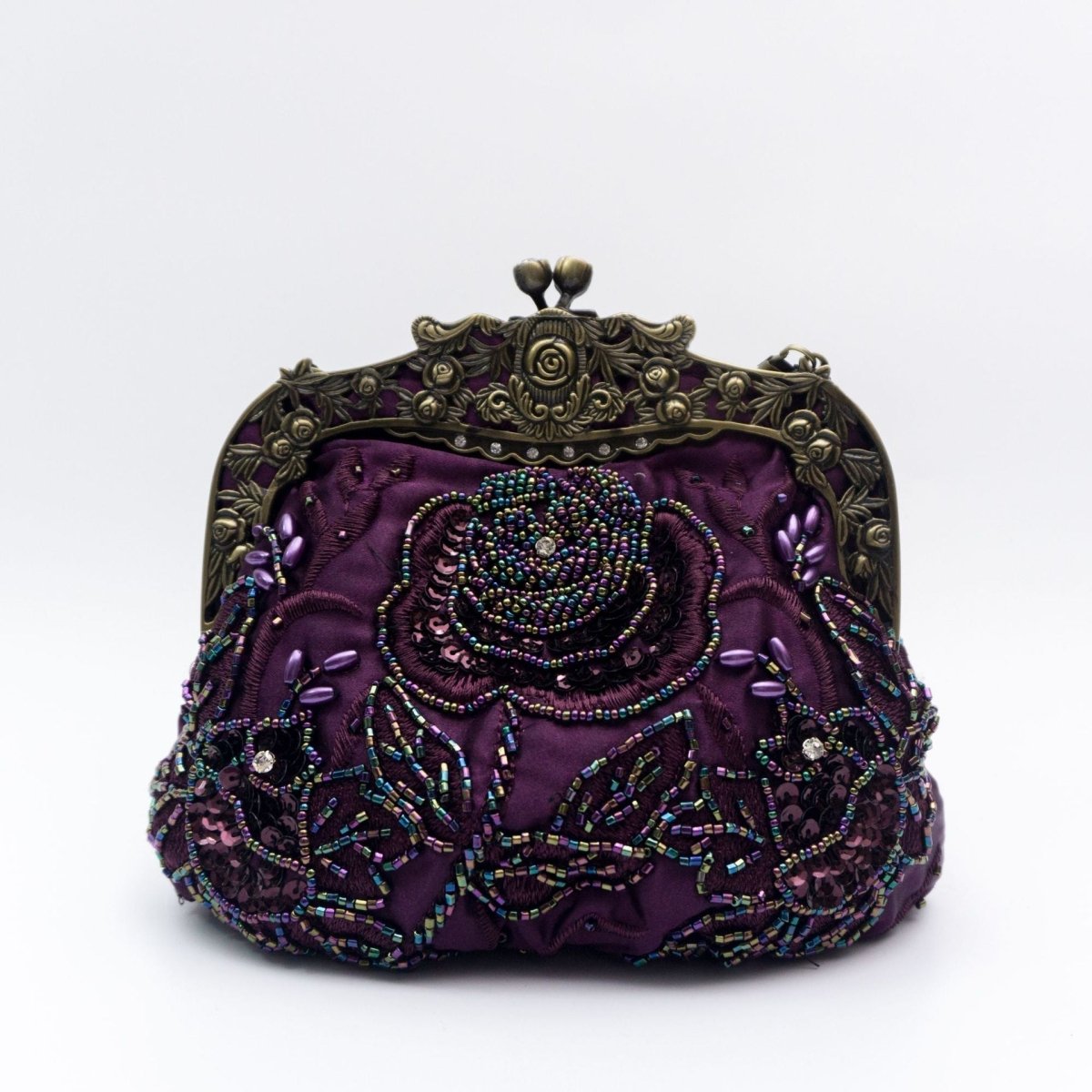 Mariam's Collection Embroidered Rose with Sequins Beads Evening Clutch Bag (MAC291) — lifestyle worn / used context