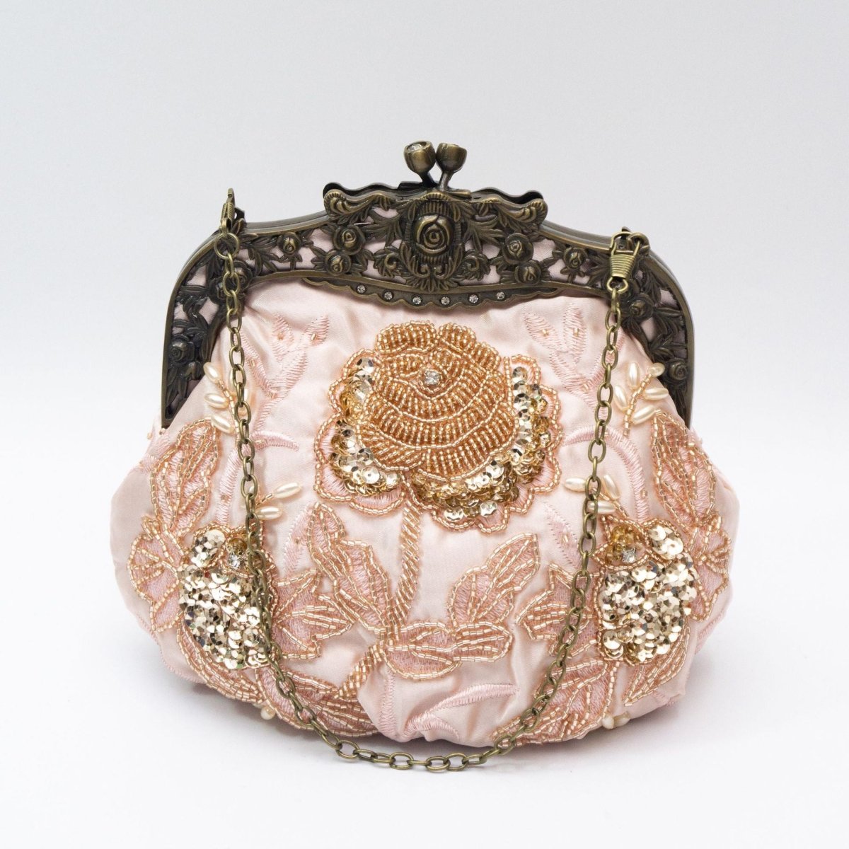 Mariam's Collection Embroidered Rose with Sequins Beads Evening Clutch Bag (MAC291) — comparison shot